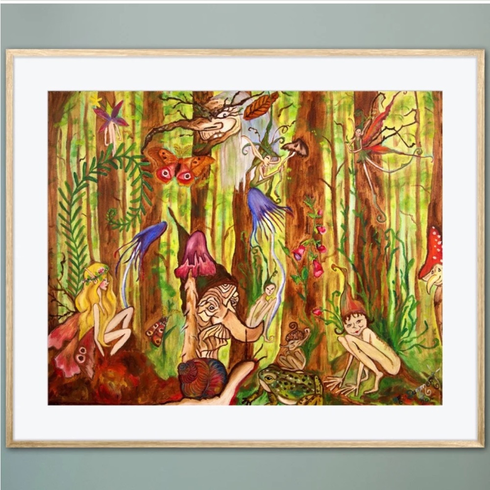 Forest Faeries Fine Art Print Oil Painting Fantasy Celtic Fairy Folklore Woods